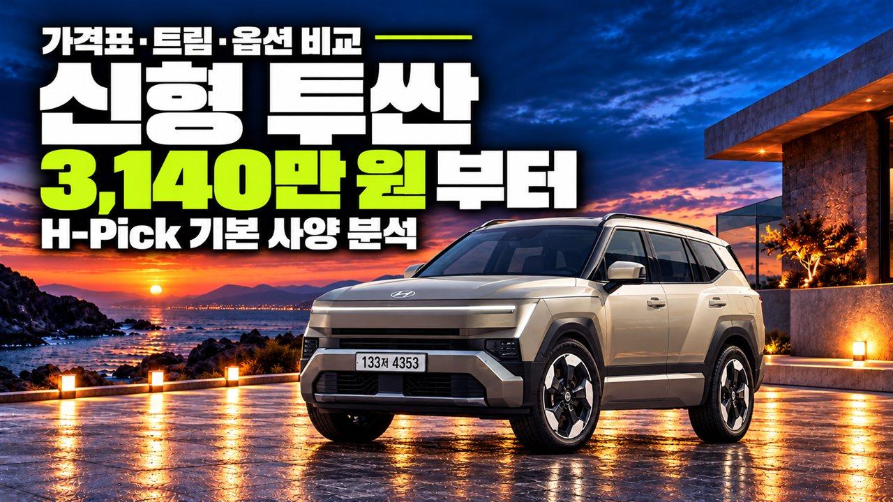 신형 투싼 풀체인지 3,140만 원 H-Pick 사양과 하이브리드 5년 유지비 계산